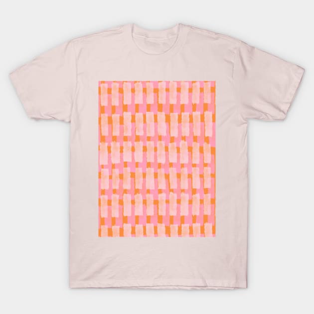 Pink and Orange Brushstroke Geometric T-Shirt by OneThreeSix